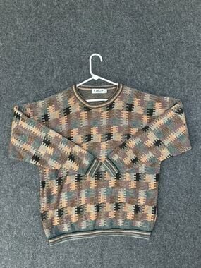 Lavane New York Vintage Sweater Women XL Multicolor Geometric Acrylic USA